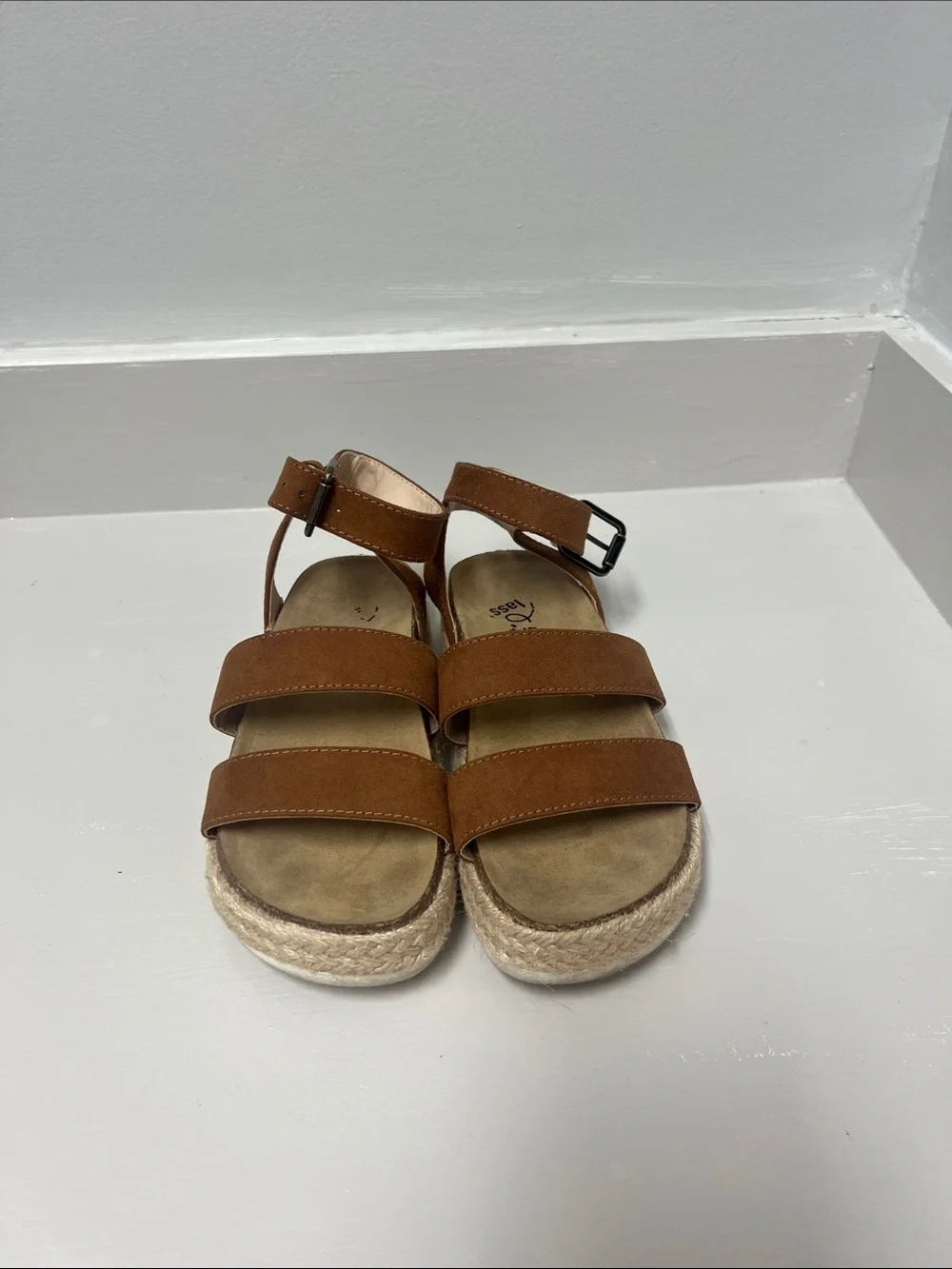 art class Brown Braided Platform Sandals for Kids